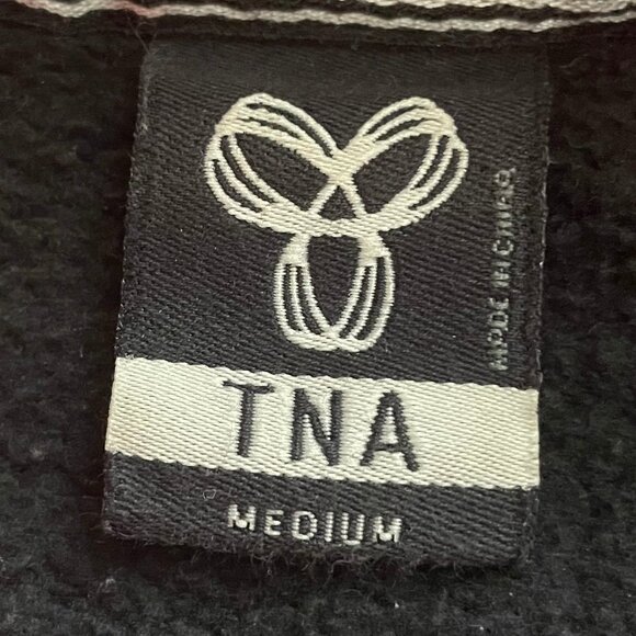 Aritzia TNA Cozy Fleece Cotton Poly Blend Hoodie Kanga Pocket Blk Red Wht Sz M - Picture 8 of 10